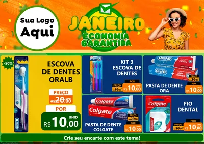 Modelo de Encarte para Encarte A4 Horizontal com o tema Janeiro - Economia Garantida para Higiene Pessoal