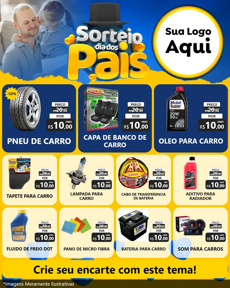 Modelo de Rede Social para Feed Instagram com o tema Sorteio Dia Dos Pais para Auto peças