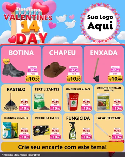 Modelo de Rede Social para Feed Instagram com o tema Valentine's Day para Agropecuária