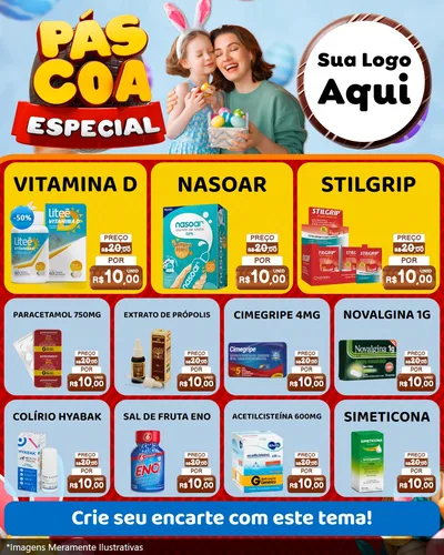 Modelo de Rede Social para Feed Instagram com o tema Páscoa Especial para Farmácia