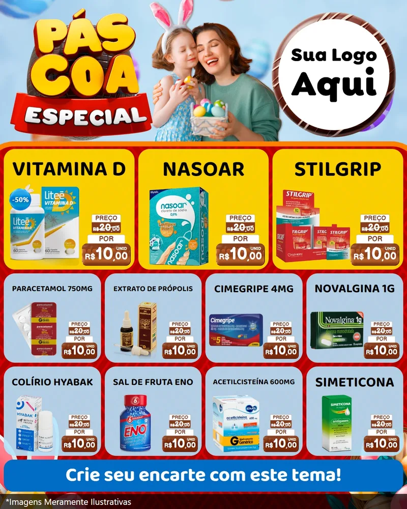 Modelo de Rede Social para Feed Instagram com o tema Páscoa Especial para Farmácia