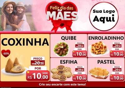 Modelo de Encarte para Encarte A4 Horizontal com o tema Feliz Dia Das Mães para Salgadaria