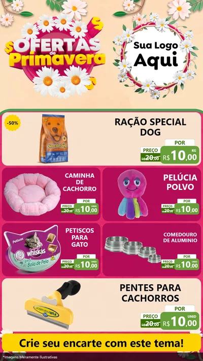 Modelo de TV para TV Vertical com o tema Ofertas de Primavera para Pet Shop