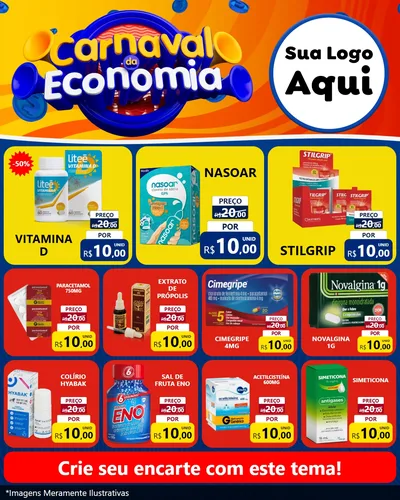Modelo de Rede Social para Feed Instagram com o tema Carnaval da Economia para Farmácia