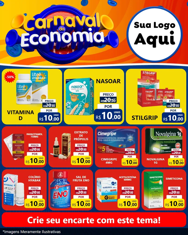Modelo de Rede Social para Feed Instagram com o tema Carnaval da Economia para Farmácia