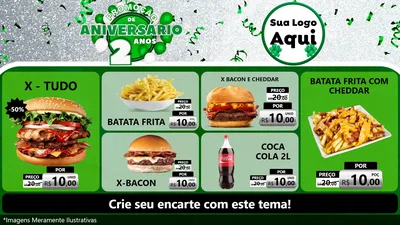 Modelo de TV para TV Horizontal com o tema Promoção de Aniversário - 2 Anos para Hamburgueria