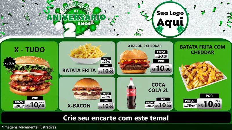 Modelo de TV para TV Horizontal com o tema Promoção de Aniversário - 2 Anos para Hamburgueria