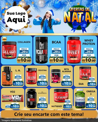 Modelo de Rede Social para Feed Instagram com o tema Ofertas de Natal para Suplementos alimentares