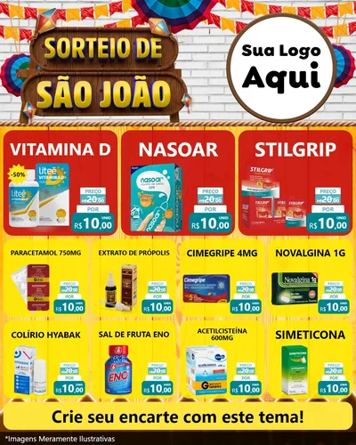 Modelo de Rede Social para Feed Instagram com o tema Sorteio de São João para Farmácia