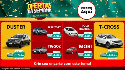 Modelo de TV para TV Horizontal com o tema Ofertas da Semana Farroupilha para Concessionaria de Carros