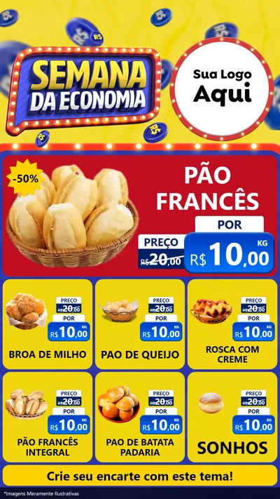 Modelo de Rede Social para Stories com o tema Semana da Economia para Padaria