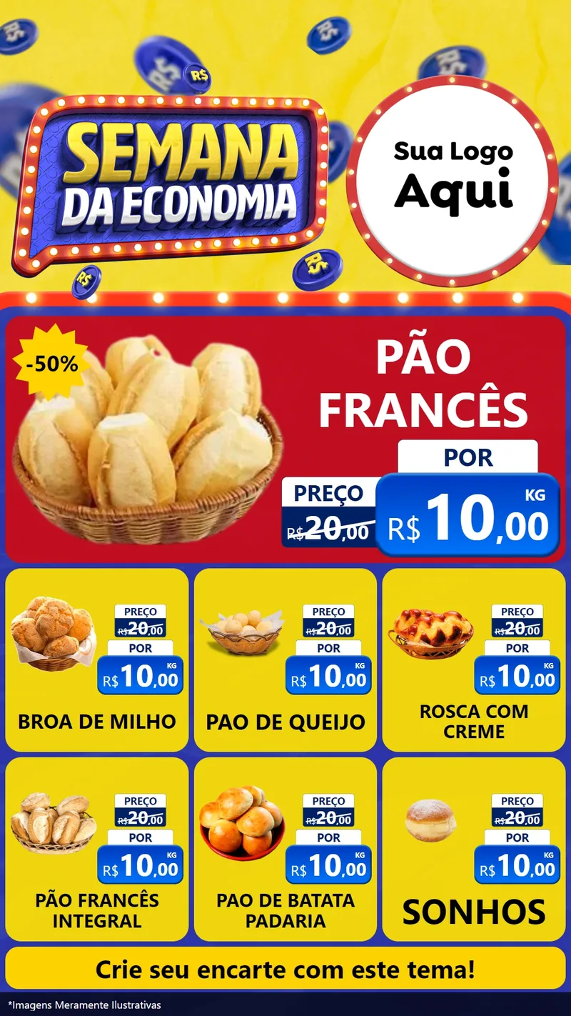 Modelo de Rede Social para Stories com o tema Semana da Economia para Padaria