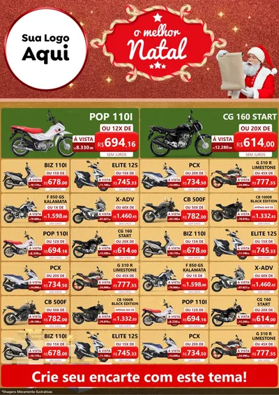 Modelo de Encarte para Encarte A4 Vertical com o tema O Melhor Natal para Concessionaria de Motos