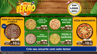Modelo de TV para TV Horizontal com o tema Verão para Pizzaria