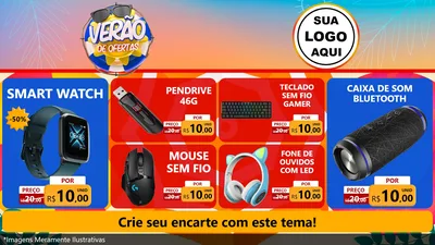 Modelo de TV para TV Horizontal com o tema Verão de Ofertas para Informática