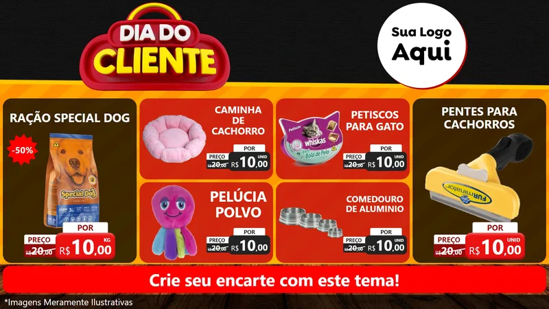 Modelo de TV para TV Horizontal com o tema Dia do Cliente para Pet Shop