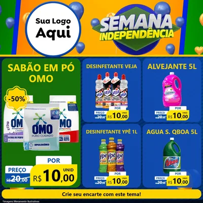 Modelo de Rede Social para Feed Facebook com o tema Semana da Independência para Produtos de Limpeza