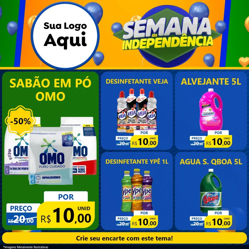 Modelo de Rede Social para Feed Facebook com o tema Semana da Independência para Produtos de Limpeza