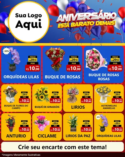 Modelo de Rede Social para Feed Instagram com o tema Aniversário para Floricultura e jardim