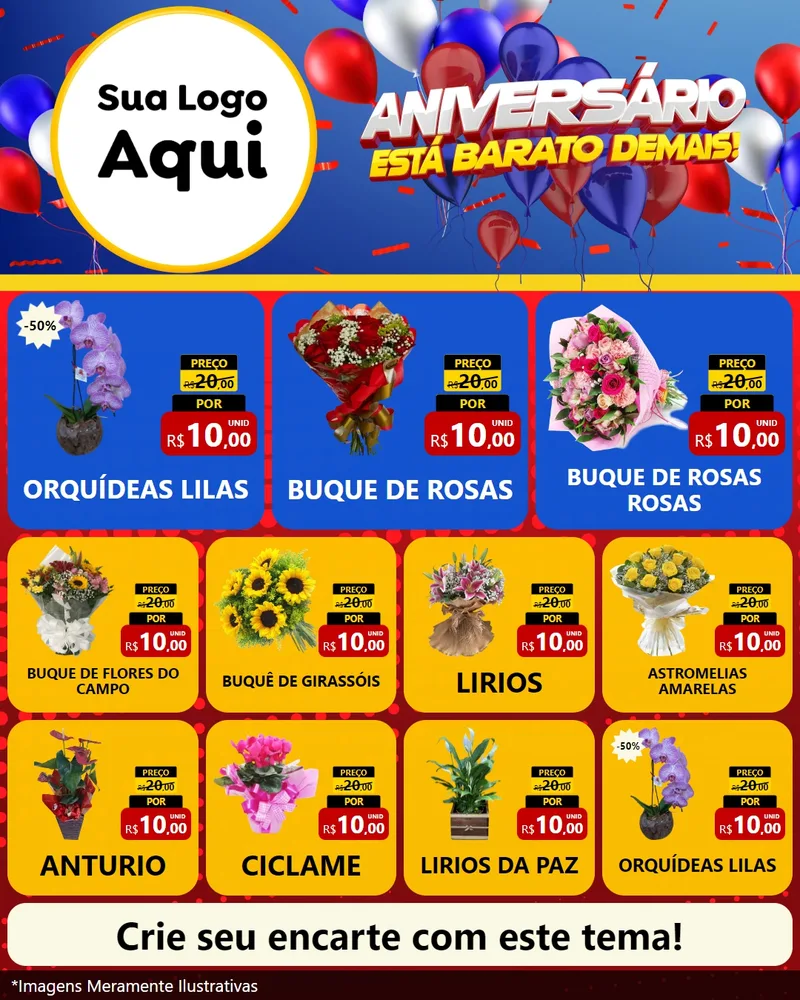 Modelo de Rede Social para Feed Instagram com o tema Aniversário para Floricultura e jardim