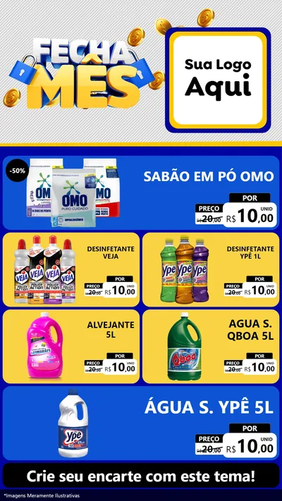 Modelo de TV para TV Vertical com o tema Fecha Mês para Produtos de Limpeza