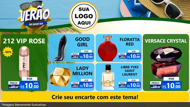 Modelo de TV para TV Horizontal com o tema Verão de Ofertas para Perfumes
