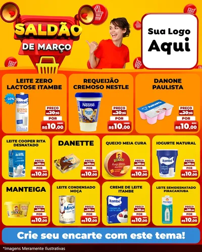 Modelo de Rede Social para Feed Instagram com o tema Saldão de Março para Frios e Laticínios