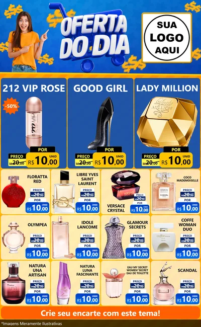 Modelo de Encarte para Encarte Grande com o tema Oferta do Dia para Perfumes