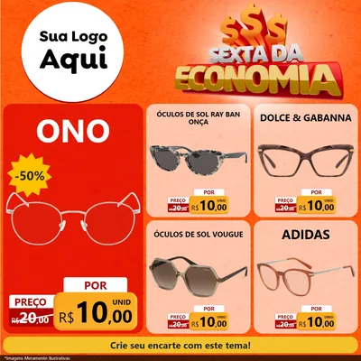 Modelo de Rede Social para Feed Facebook com o tema Sexta da Economia para Óticas