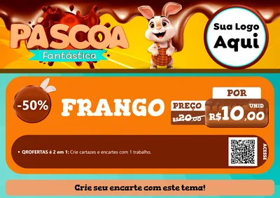 Modelo de Cartaz para Cartaz A4 Horizontal com o tema Páscoa Fantástica para Assados