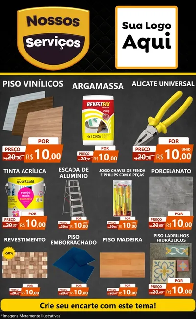 Modelo de Encarte para Encarte Grande com o tema Nossos Serviços para Material para Construção