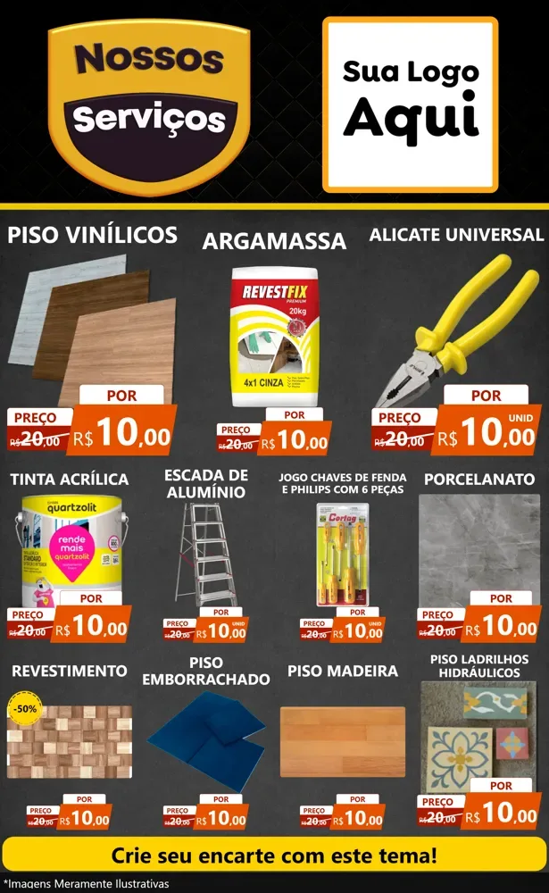 Modelo de Encarte para Encarte Grande com o tema Nossos Serviços para Material para Construção