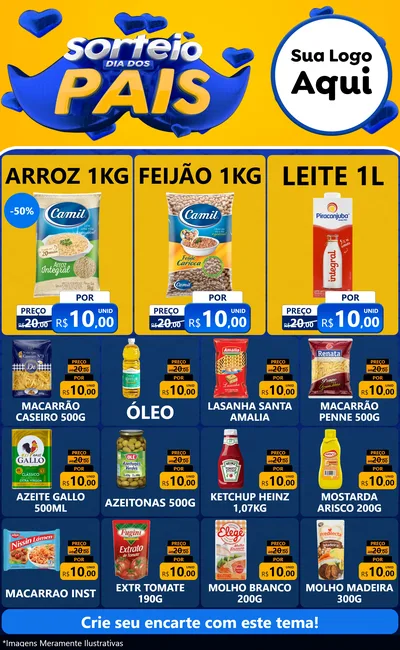 Modelo de Encarte para Encarte Grande com o tema Sorteio Dia dos Pais para Supermercado