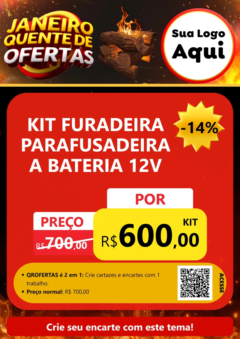 Modelo de Cartaz para Cartaz A4 Vertical com o tema Janeiro Quente de Ofertas para Maquinas e Ferramentas