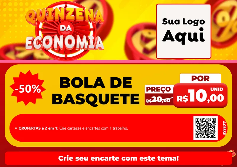 Modelo de Cartaz para Cartaz A4 Horizontal com o tema Quinzena Da Economia para Artigos Esportivos