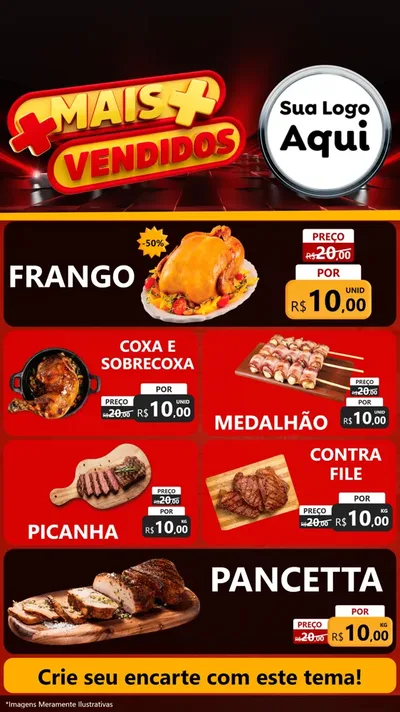 Modelo de TV para TV Vertical com o tema Mais Vendidos para Assados