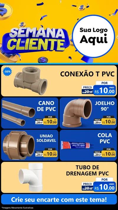 Modelo de TV para TV Vertical com o tema Semana do Cliente para Tubos e conexões