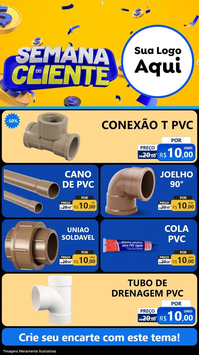 Modelo de TV para TV Vertical com o tema Semana do Cliente para Tubos e conexões