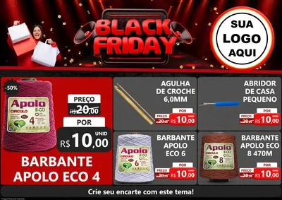 Modelo de Encarte para Encarte A4 Horizontal com o tema Black Friday para Armarinho e Aviamentos