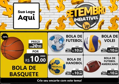Modelo de Encarte para Encarte A4 Horizontal com o tema Setembro Imbatível para Artigos Esportivos