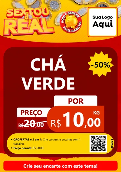 Modelo de Cartaz para Cartaz A4 Vertical com o tema Sextou do Real para Produtos Naturais