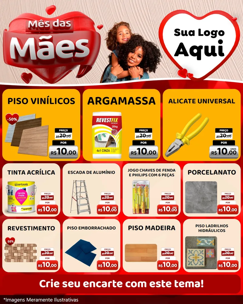 Modelo de Rede Social para Feed Instagram com o tema Mês das Mães para Material para Construção
