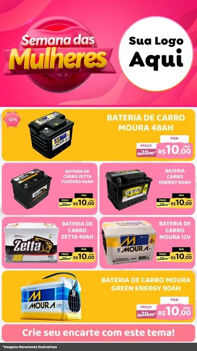 Modelo de TV para TV Vertical com o tema Semana das Mulheres para Baterias Elétricas