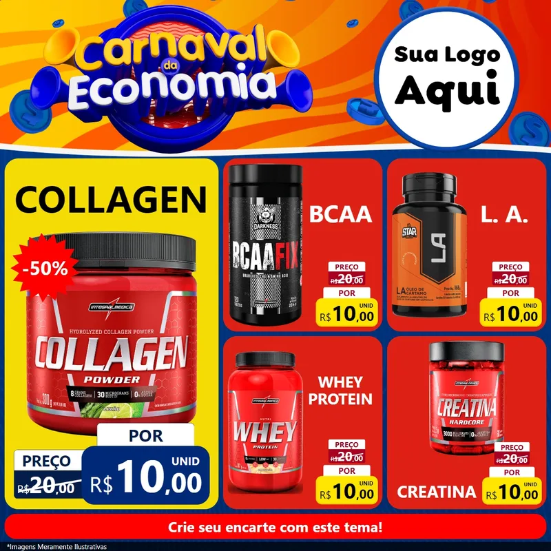 Modelo de Rede Social para Feed Facebook com o tema Carnaval da Economia para Suplementos alimentares