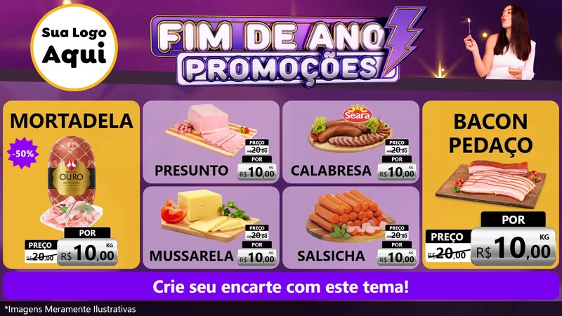 Modelo de TV para TV Horizontal com o tema Fim de Ano Promoções para Frios e Laticínios