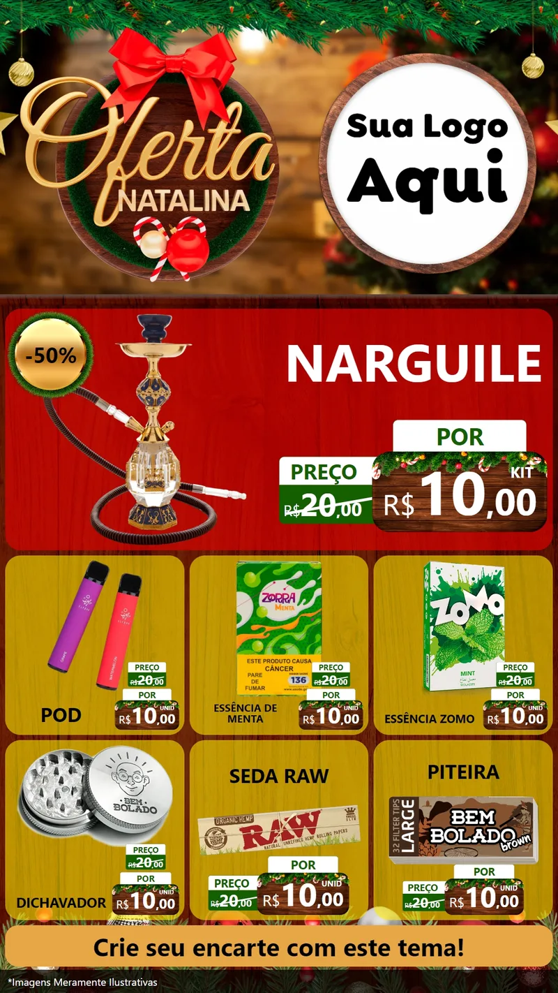 Modelo de Rede Social para Stories com o tema Ofertas Natalina para Tabacaria