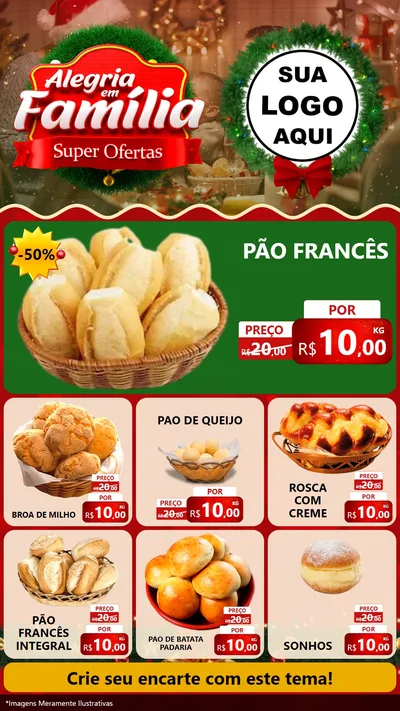 Modelo de Rede Social para Stories com o tema Alegria Em Família - Super Ofertas para Padaria