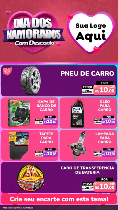 Modelo de TV para TV Vertical com o tema Dia Dos Namorados Com Desconto para Auto peças