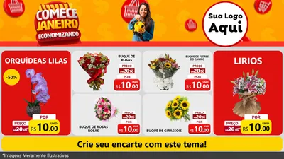 Modelo de TV para TV Horizontal com o tema Comece Janeiro Economizando para Floricultura e jardim