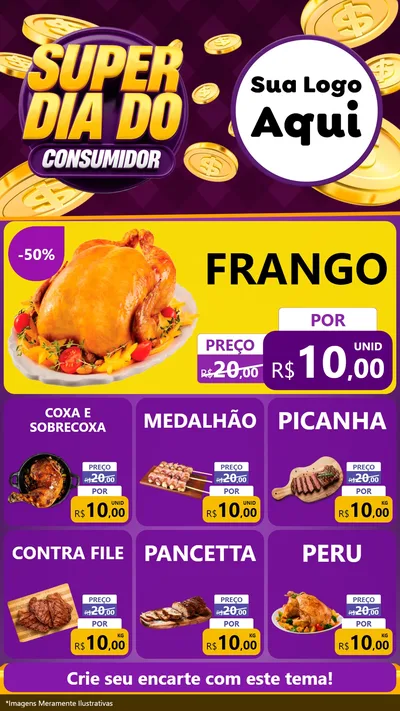 Modelo de Rede Social para Stories com o tema Super Dia do Consumidor para Assados